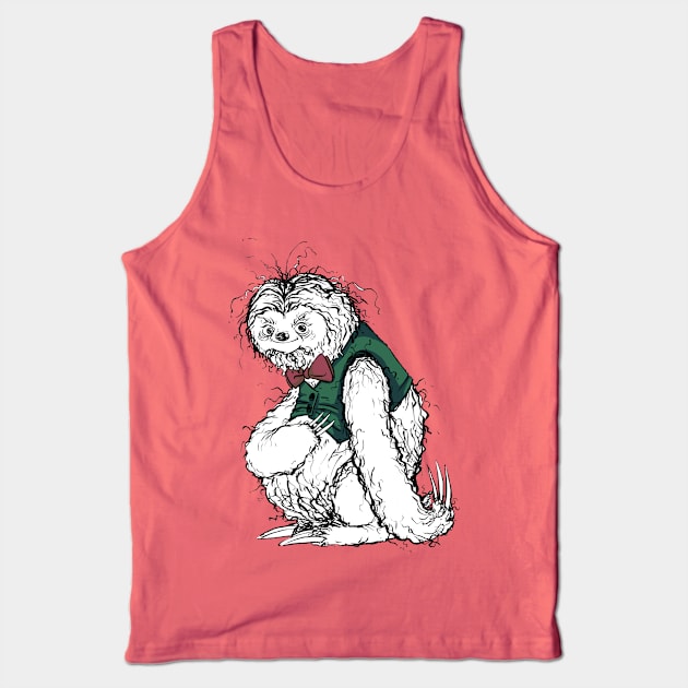 Silly Sloth with a Nice Tuxedo Vest and Bow Tie Tank Top by obillwon